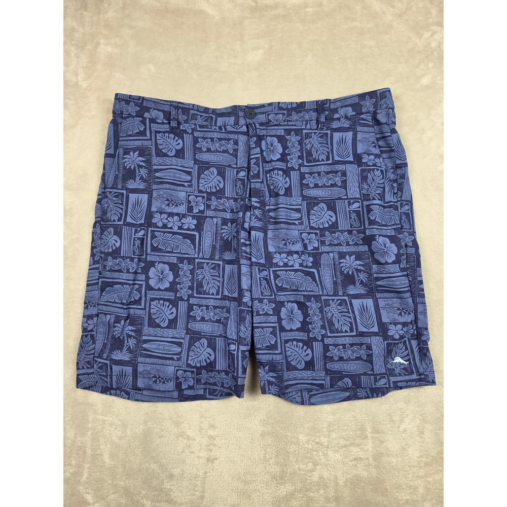 Tommy Bahama Shorts Mens 40 Blue Tropical Floral Print Golf Nylon‎ Blend Stretch